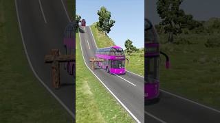 Colourful Double Decker Capsule Buses vs Logs Trap - BeamNG.Drive #shorts #beamng