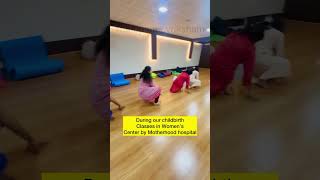 Doing a Duck Walk at 39 weeks in Vriksham class.