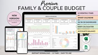 Premium Family \u0026 Couple Budget Tutorial - Monthly Biweekly Budget Tracker - Financial \u0026 Bill Planner