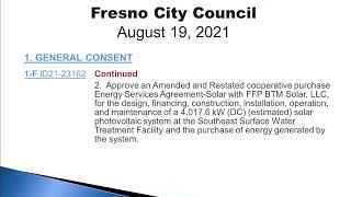 Fresno City Council Meeting - 8/19/2021