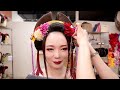 asmr japanese oiran makeup and wearing a kimono