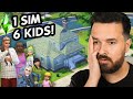 1 Sim adopts 6 Children in a starter home...