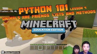 *MINECRAFT PYTHON 101* Lesson 4: Animals Are Friends: Lists and Methods