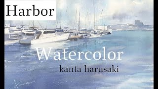 水彩画　海の風景　kanta harusaki Watercolor   acquerello