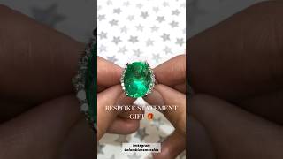 LARGE BIG VIVID GREEN OVAL COLOMBIAN EMERALD \u0026 DIAMOND STATEMENT ANNIVERSARY RING