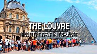 Paris Summer Walk to The Louvre. Hottest Day in France | 5K | UHD City Sounds