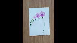 One stroke Freesia flower. Easy Watercolor painting.#watercolour #shorts