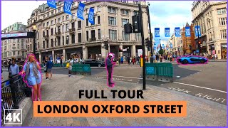 London walk, FULL TOUR of London Oxford Street | 4K Walking Tour