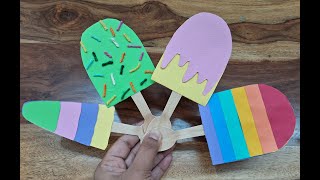 How to make Popsicle Ice Creams l Easy Summer Craft for Kids l DIY Paper Rainbow Fruits Ice Creams