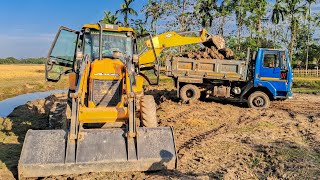 Ashok Leyland Tipper Truck Stuck In Mud Road Pulling By Jcb