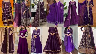 2024 letest purple colour anarkali suit design।50+digain। partywear anarkali dress design।