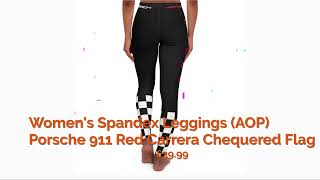 Porsche 911 Red Carrera Chequered Flag Leggings