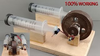 How to Make 220v Free Energy Generator Double Cylinder Engine Working 100%