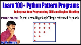 Learn 100+ Python Pattern || Pattern -20: Inverted Right Angle Triangle pattern with * symbols