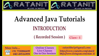 #Advanced Java Tutorials || Introduction || by Mr.Ratan || class-01
