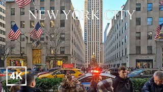 4K Christmas in New York - Times Square to Rockefeller Center Walk - HDR - 2024