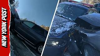 Insane Footage Shows NY State Trooper Hit by Out of Control Car
