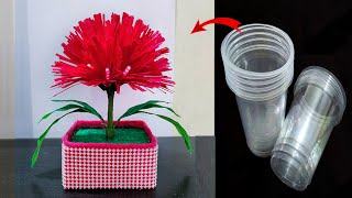 DIY Flower Showpiece Making using Plastic Glass - Home Decor using plastic glass - DIY crafts