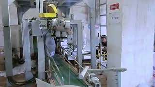 fully automatic 10kg -50kg bags packaging line with robot palletizer