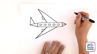 Draw an airplane using simple shapes - easy drawing tutorial for preschoolers