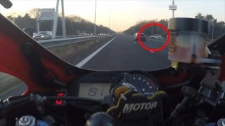 Honda CBR 954rr keep the tires warm and.. passing cops with 190 km/h ( politie met 190 passeren )