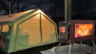 AMAZING WOOD BURNING STOVE vs. BELOW FREEZING TEMPS in COODY KOALA 7 LUXURY INFLATABLE HOT TENT