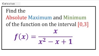 ABSOLUTE MAXIMUM AND ABSOLUTE MINIMUM