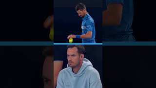 Coach Andy Murray watches on as Novak Djokovic warms up on Rod Laver 👀 #AusOpen #Shorts