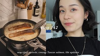 【ENG SUB】VLOG 142✨ | 白酒奶油炖三文鱼 | 深夜聊天Catch up | 生活小物分享 | 黑胶唱片开箱🎶