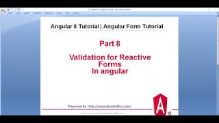 Part-8: Validation for Reactive Forms In angular | Angular 8/12 Tutorials | Angular Form Tutorials