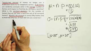 Mean, variance, and standard deviation of binomial random variable: example problem