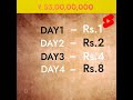 which is better a rupee doubled everyday or rs.35 crore now shorts