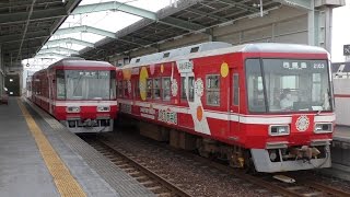 遠州鉄道・八幡駅ラッピング電車交換風景