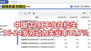 中国 12月不含在校生 16 24岁劳动力失业率15.7%