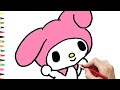 How to draw my melody💓💞 | Sanrio | cute easy melody drawing tutorials | easy melody drawing