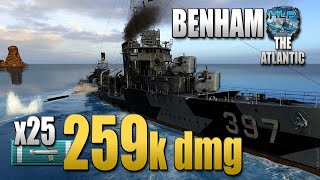 駆逐艦ベンハム、259kのダメージ-World of Warships