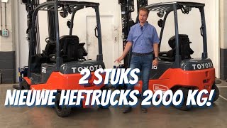 2 stuks Nieuwe 𝗧𝗼𝘆𝗼𝘁𝗮 2000kg elektrische heftrucks afgeleverd