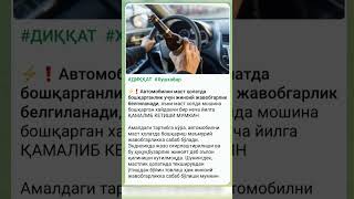 Автомобилни маст ҳолатда бошқарганлик учун жиноий жавобгарлик белгиланади #тезкор