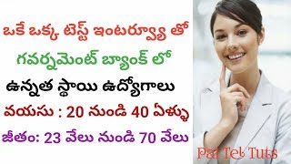 Officer Jobs in Govt Bank with only Interview | ప్రభుత్వ బ్యాంకు లో 40 ఏళ్ళ వరకు ఉద్యోగాలు