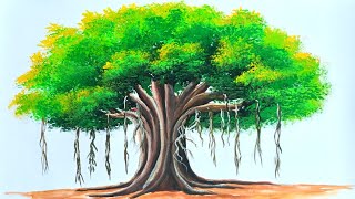 How to draw a Banyan tree easy / National tree of India | easy tree drawing #banyantree #tree