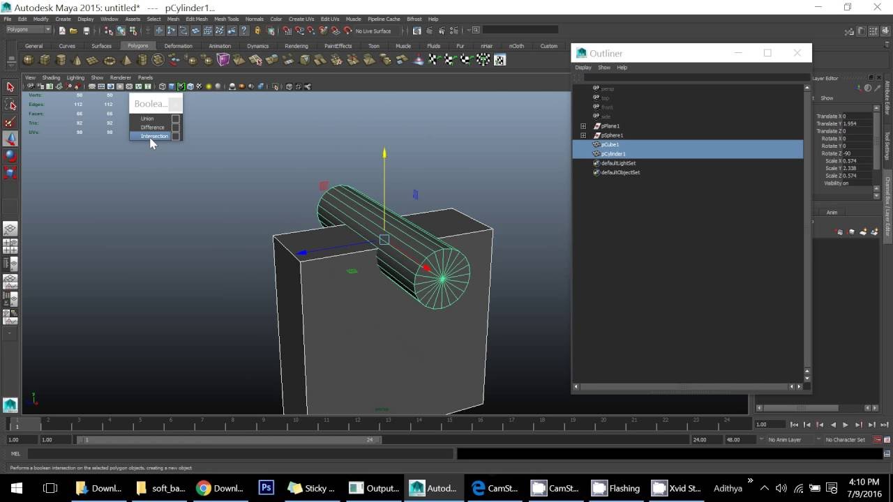 How To Use Booleans Tools In Maya( Union, Difference, Intersection ...