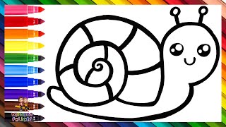 Dibuja y Colorea Un Lindo Caracol 🐌🌈 Dibujos Para Niños