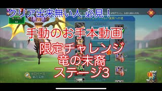 【ローモバ】竜の末裔 ステージ3 限定チャレンジ  クリアのお手本動画が出来た