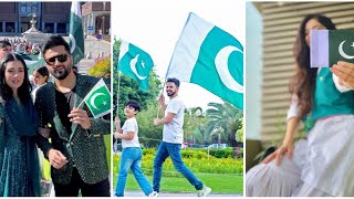 Pakistani all celebrities on 14th August celebrating independence day ayeza khan sarah aiman khan