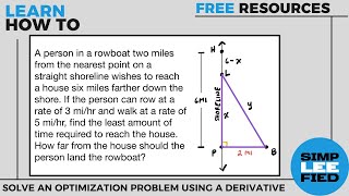 Optimization Problem: Rowing & Walking Combination [AP Calculus]