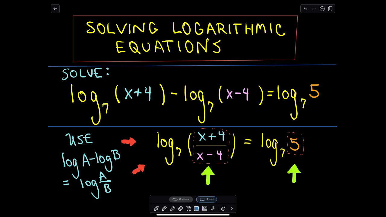 Solving Logarithmic Equations - Example 2 - YouTube