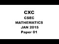 MATHS#33 ~ CXC CSEC MATHEMATICS JANUARY 2015 PAPER 1