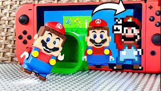 Lego Mario enters Super Mario World on Nintendo Switch to save Princess Peach! #