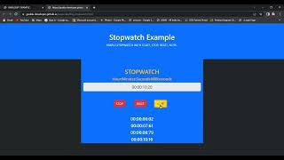 STOPWATCH WITH START STOP RESET NOTE IN JAVASCRIPT