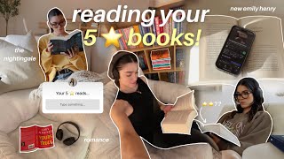 *reading vlog* reading your 5 ⭐️ books 📚 | my ratings, thoughts, new emily henry release, and more!